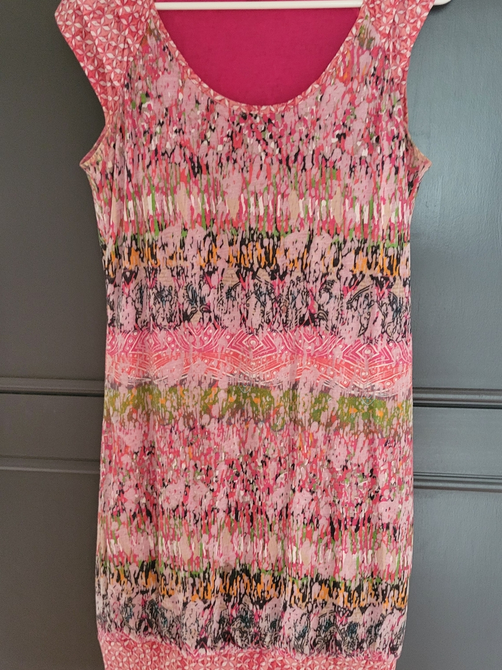 Pink Multi-Pattern Sleeveless Dress